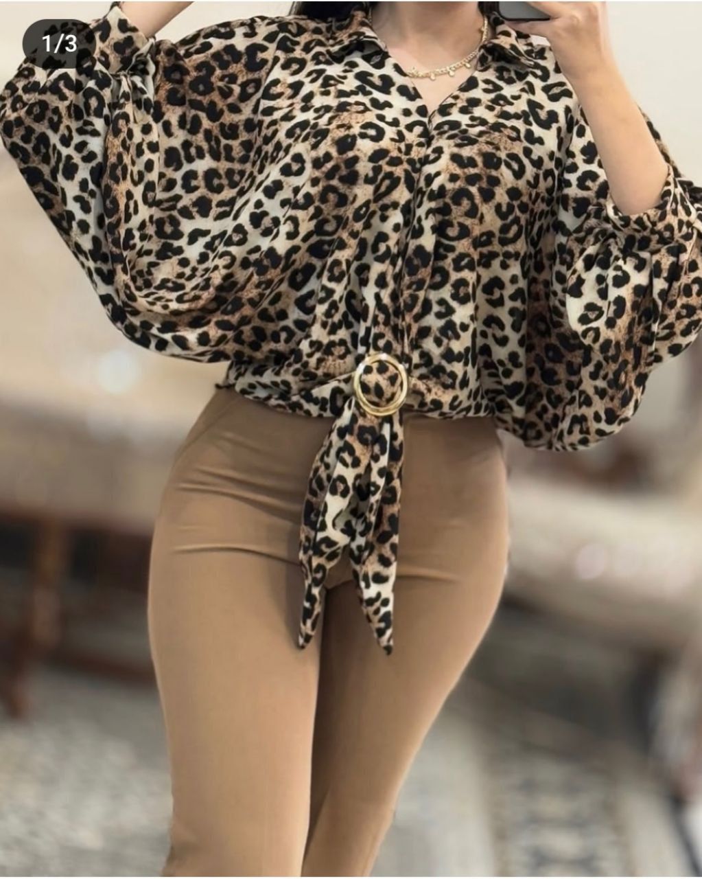 شومیز گره ای پلنگی