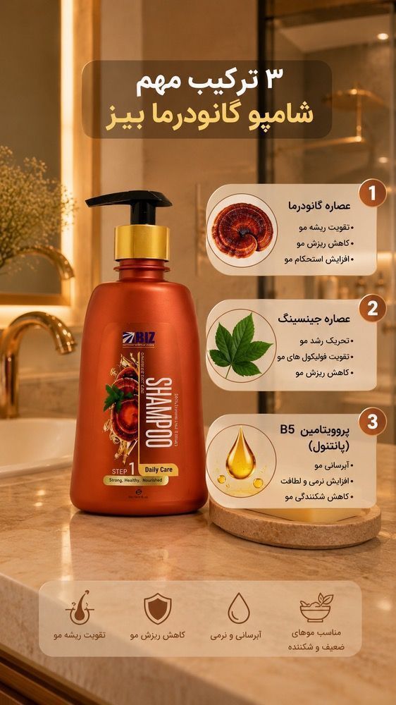 شامپو عصاره  قارچ گانودرما روزانه